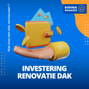 reclamebord investering renovatie dak, bankkaarten op hand